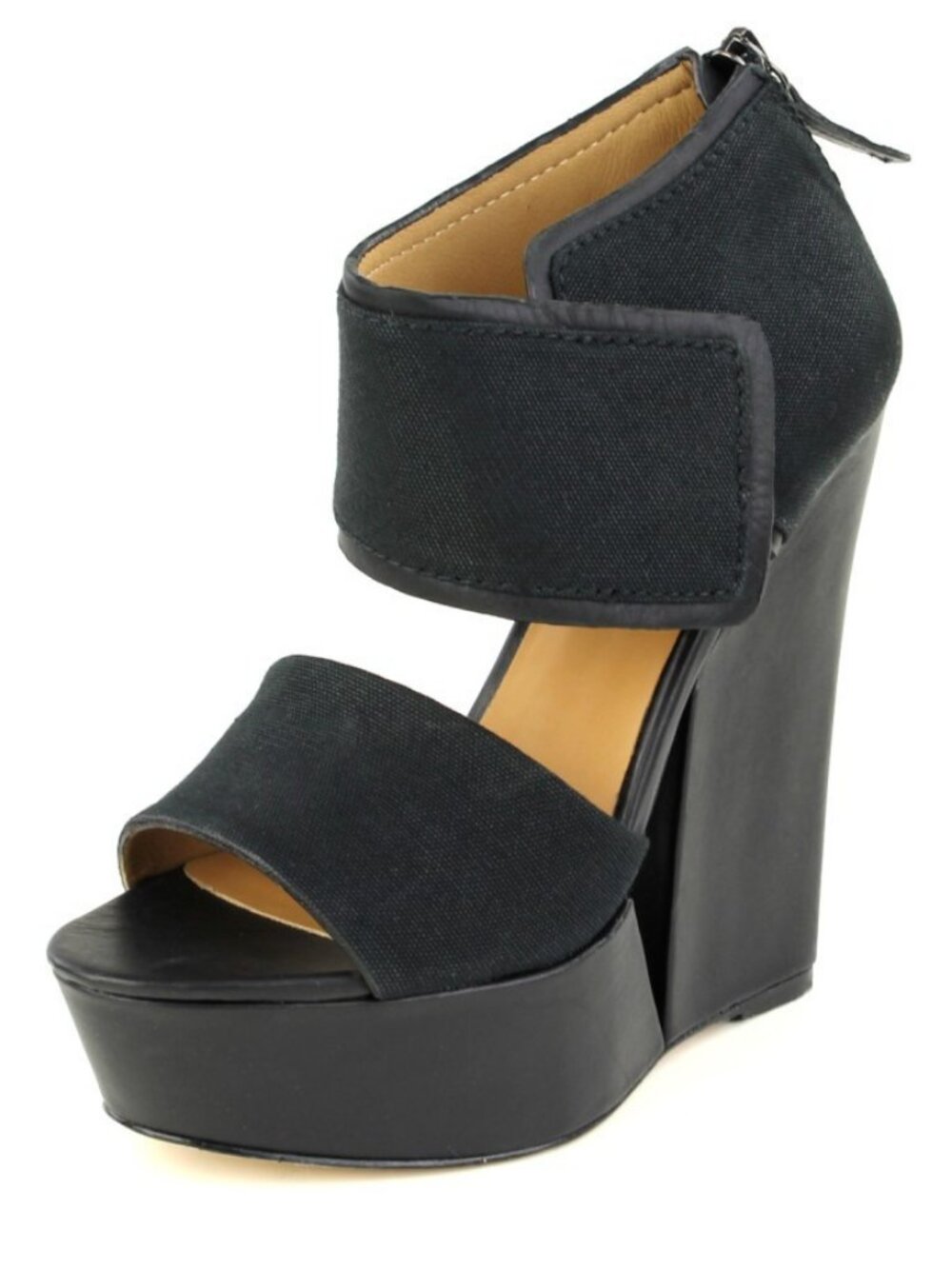 Gwen Stefani L.A.M.B. Alfie Black Slingback Platform Wedge Sandal